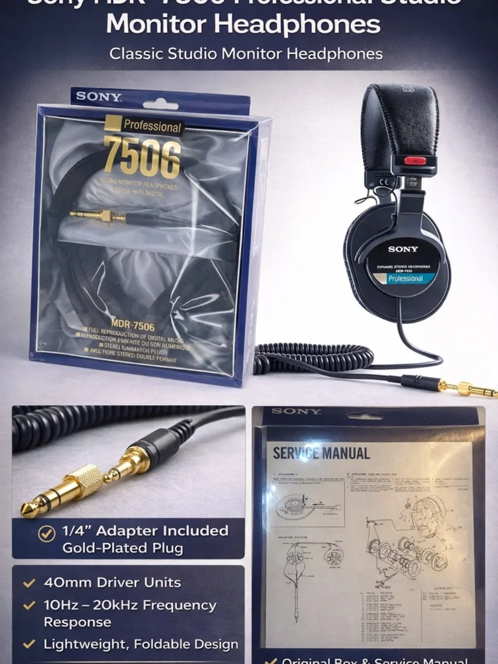 Sony MDR-7506 Professional Studio Monitor Headphones Wired w/ Box NEW